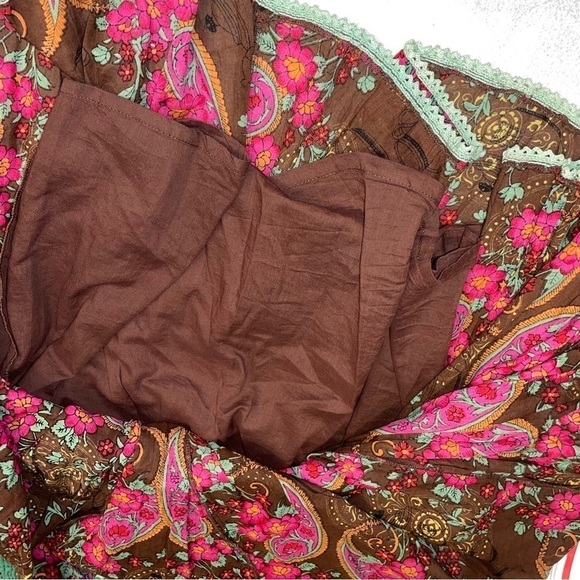 Vintage Karma Living pink, brown and green cotton skirt - Picture 7 of 11